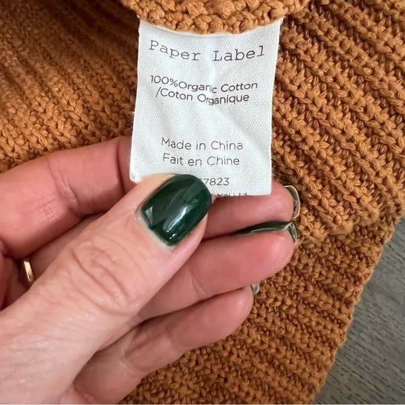 Paper Label  Organic Cotton Fall Sweater - Burnt Orange - Size Small - Picture 4 of 6